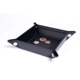 Black Leather Travel Change Valet Tray